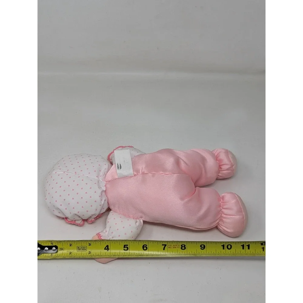 Vintage Playskool My Very Soft Baby Doll with Bonnet Pink Squeaker Plush Toy